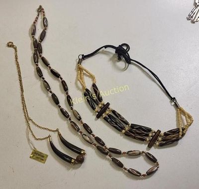 estate necklace lot buffalo horn, bone ++. 3 gorgeous necklace all ready to wear all forone bid 