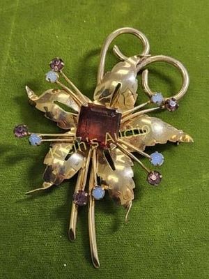 Gold wash over sterling brooch lisner? Stunning!. beautiful estate statement brooch sterling 