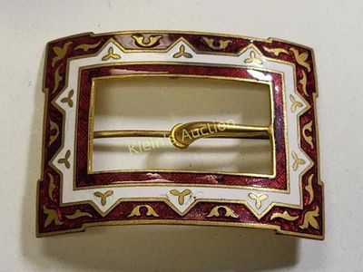 vtg cloisonne belt buckle signed FNY?. 3" x 2 1/4" gorgeous some expected age losses but ready 