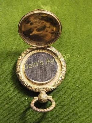 pre civil war gold filled locket woven hair mourng. pre civil war gold filled locket woven hair 