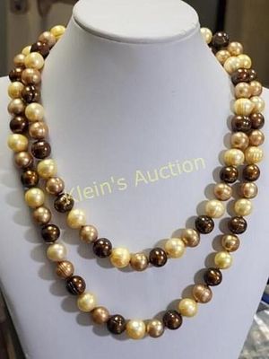 multi color baroque pearl & sterling necklace 34". Beautiful genuine fresh water pearls 