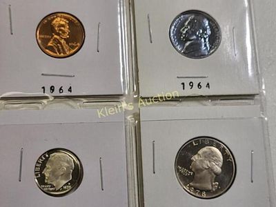 mint proof coins 1964 penny & nickel 1978 dime &. mint proof coins 1964 penny &amp; nickel 1978 