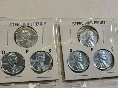 2 sets of steel war cents Lincoln pennies lot of 6 coins both sets look great P,D &amp; S in 