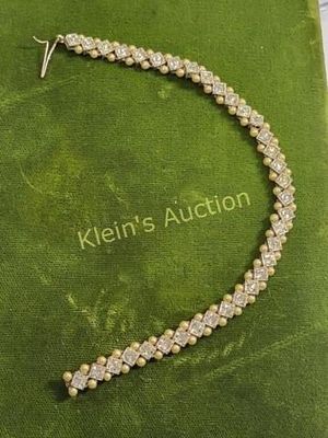 antique seed pearl & rhinestone tennis bracelet. 7 1/4" long old barrel clip latch gorgeous! see pics