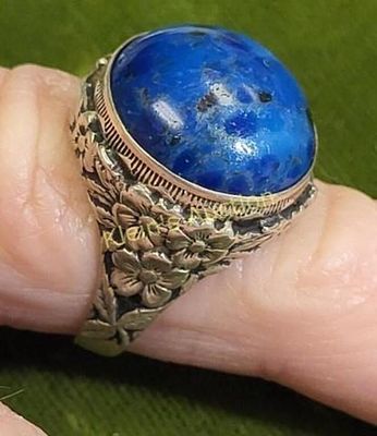 vtg sterling silver lapis lazuli ring sz 6 1/2. gorgeous estate ring 6.1 grams see pics