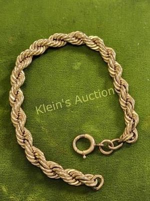 antique mens twisted rope gold filled bracelet. 1/20th 12K 8" long gorgeous 6.5mm wide 21.1 