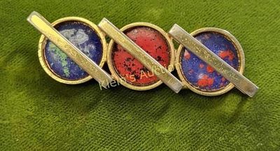 vtg modernist enamel brooch circle square. from estate 2 1/4" long ready to wear! see pics