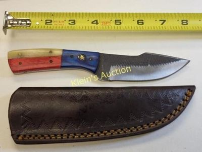 hand made fixed blade hunting knife. with leather sheath new seepics