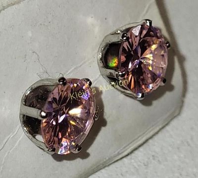 gorgeous 4 carat pink cz earrings!. appx 2 carats each 8.6 mm stone width very pretty ready to 