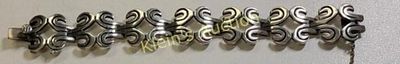 vtg taxco sterling bracelet heavy modernist style. 8" 66.2 grams just over 2 ounces 23mm wide 
