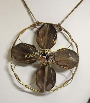 hand made smoky quartz pendant on 12k gf necklace. 18" necklace 2 3/4" pendant hand wired smoky 