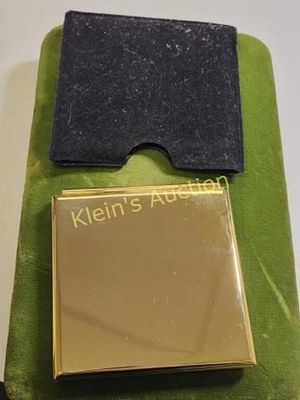 gold tone compact mirror 2 3/4 w/case. from estate as nice velvet case see pics