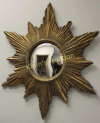 convex sunburst gilt molded wall mirror antique. 23 1/2" from estate super nice example 1940's 