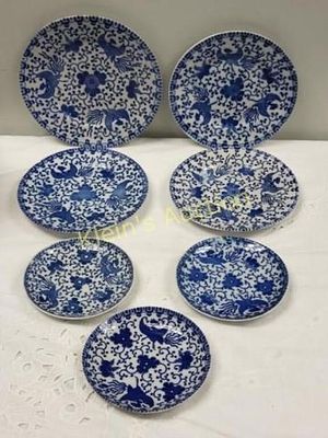 lot of 7 Japanese phoenix bird plates Early too!. 8 1/4" - 5 1/2" from estate lot of 7 plates no 