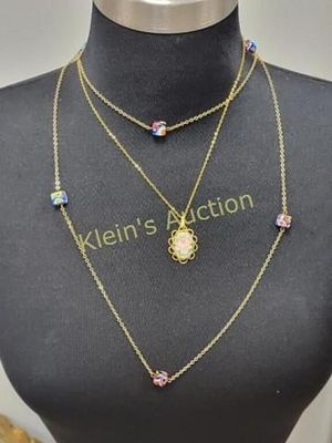 lot of 2 estate costume jewelry necklace millefioii too42" necklace w/ millefiori &amp; 18" 