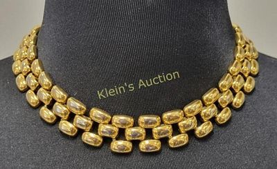 gold tone panther link choker necklace signed erwl. gold tone panther link choker necklace 