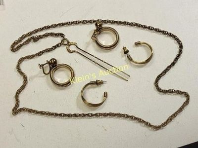 12K jewelry lot gold filled chain, earrings,++. 12K jewelry lot gold filled chain, earrings,hair 