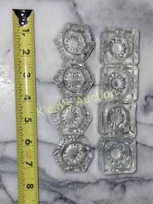 lot of 8 antique glass salt cellars personal. 4 of 1 kind and 4 of other design all 8 for one 