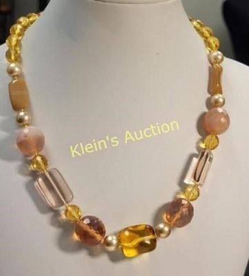 lenora dame style citrine & rose quartz beads. cold to the touch not plastic 17" from estate see pics