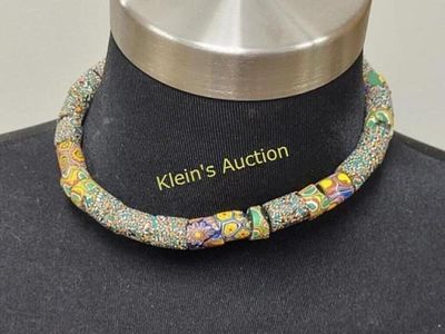 millefiori trade bead necklace. 16" from estate see pics