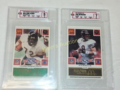 1986 mcdonalds graded football cards lot of 2. william perry and jim mc mahon rare tabs not 