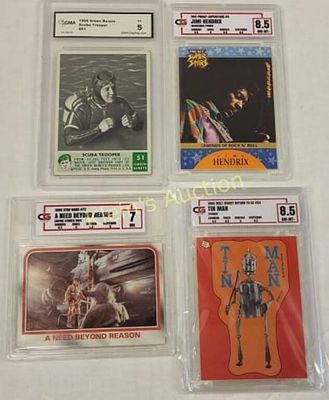 4 trading graded cards 1966 green berets, hendrix. lot of 4 trading cards 1966 green berets 