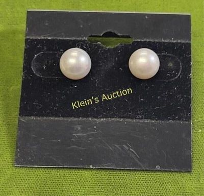 freshwater pearls earrings pierced 9MM. gorgeous light silvery frosted look see pics you decide 