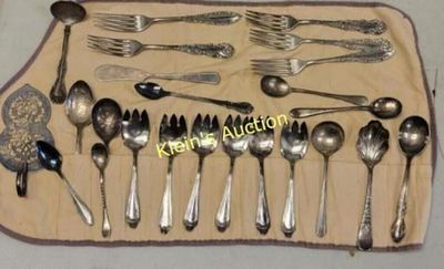 24 pc of assorted flatware spoons, forks, ladles. flatware asst 24pcs spoons forks, knife ladle 