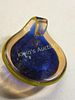 glass pendant w/ aventurine gold flecks Murano?. gorgeous blues, orange, and goldtone 1 7/8" Image - 2