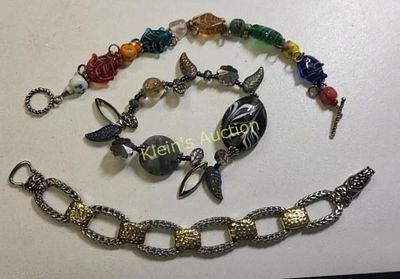 estate bracelet lot of 3! murano style, glass, ++. all 3 are nice and clean and ready to wear 