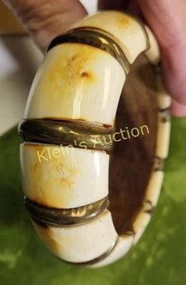 tribal bangle bracelet buffalo bone over wood!. all hand crafted 2 1/2" inside width in great 