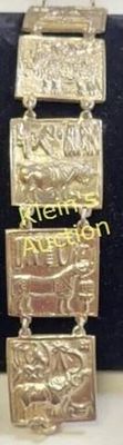 sterling Ahoi ashtamic story panel bracelet. 7 3/4" unmarked tested 54.9 grams see pics