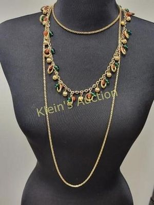 necklaces lot of 2 gripoix style &amp; box link estate item28" jeweled gripoix style necklace 