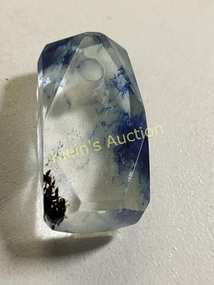 Dumortierite quartz? pendant 96 carats!. gorgeous 34.9 mm x 18mm faceted & drilled ready to put 