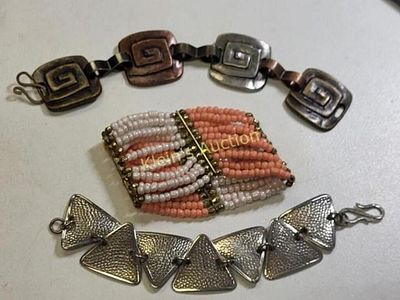 estate bracelet lot of 3 pcs geo, seed beads ++. very pretty all for one bid see pics