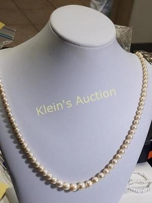 vtg light champagne color glass? pearls? 22". vtg from estate cold to the touch see pics