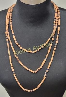 estate necklace trade beads krobo powder glass?. beautiful 76" long looks great tripled up see pics
