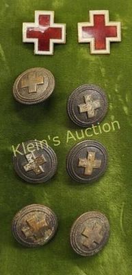 WWII american redcross buttons & enameled sterling. WWII American red cross buttons &amp; 2 
