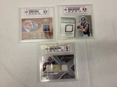 football sports cards collectible graded lot of 3. Charlie whitehurst 9.5 mint , thurman Thomas 
