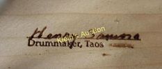 rawhide hand drum artbeat Native American w/bag. beautiful condition sounds great signed inside Image - 1