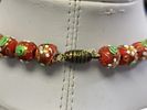 anti. venetian red fancy lampworked glass necklace 18"
sometimes also called wedding cake, all Image - 2