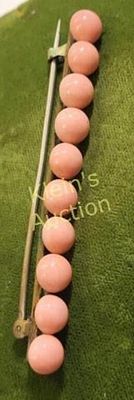 Victorian coral bar pin brooch blush pink!. gorgeous color! circa late 1800's 3" long ready to 