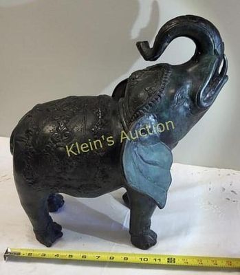 anti. khmer style bronze trumpeting elephant statue 16" from estate 16 1/2" tall 16" long in 