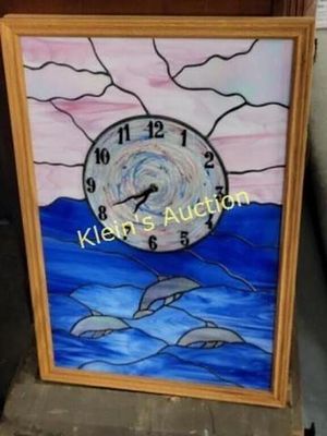Dolphin marine life stained glass Clock by M Joyce. mike joyce artist , this gorgeous one of a 