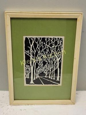 cecila reiman stettler scissor cutting art lane of trees original scissor cut art 11" x 15" 