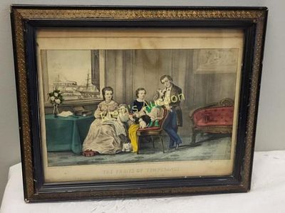 original currier & Ives the fruits of temperance. hand colored 1870! currier & ives all hand 