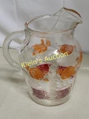 ice lip juice pitcher hazel atlas? MCM. very clean no damage 7 1/2" oranges, tomatoes see pics
