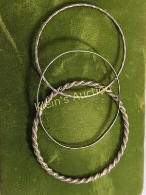 bangle bracelets lot of 3 2 test silver & 1 not. all three for one bid nice vtg bangles see pic