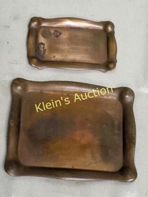 1916 copper engraved invitation trays pair RARE!. Copper engraved invitation trays tiffany? pair 