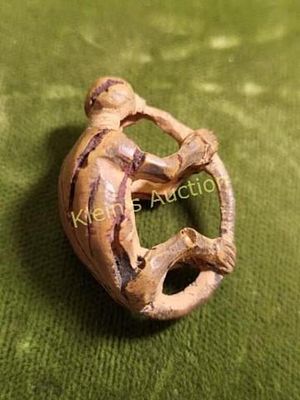 vtg hand carved peach pit monkey!. great colors and form 1 1/4" long see pic wear it as a pendant